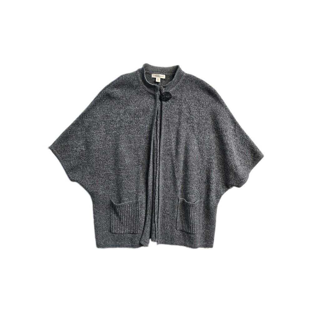 Coldwater Creek Gray Knit Cape-like Cardigan sweater Dolman Sleeve Wms XL Cozy